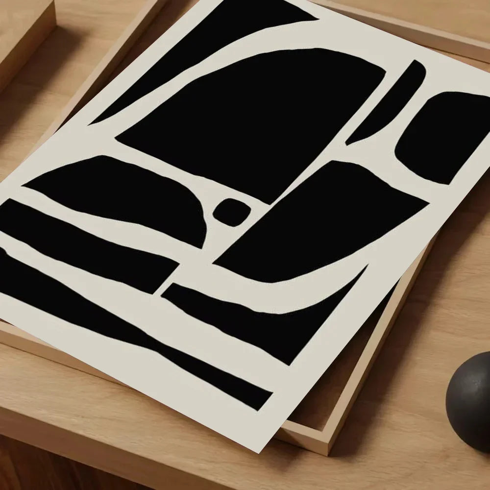 Black and White Simple Style Textured Abstract Painting Poster