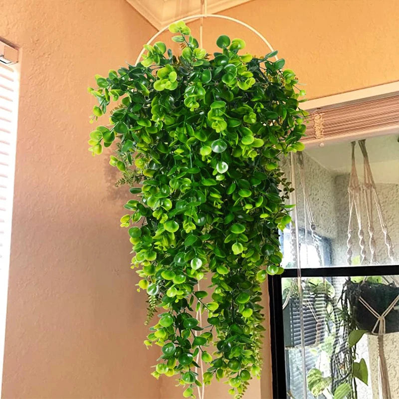 Artificial Hanging Plants Faux Eucalyptus Leaf Greenery Vine Outdoor
