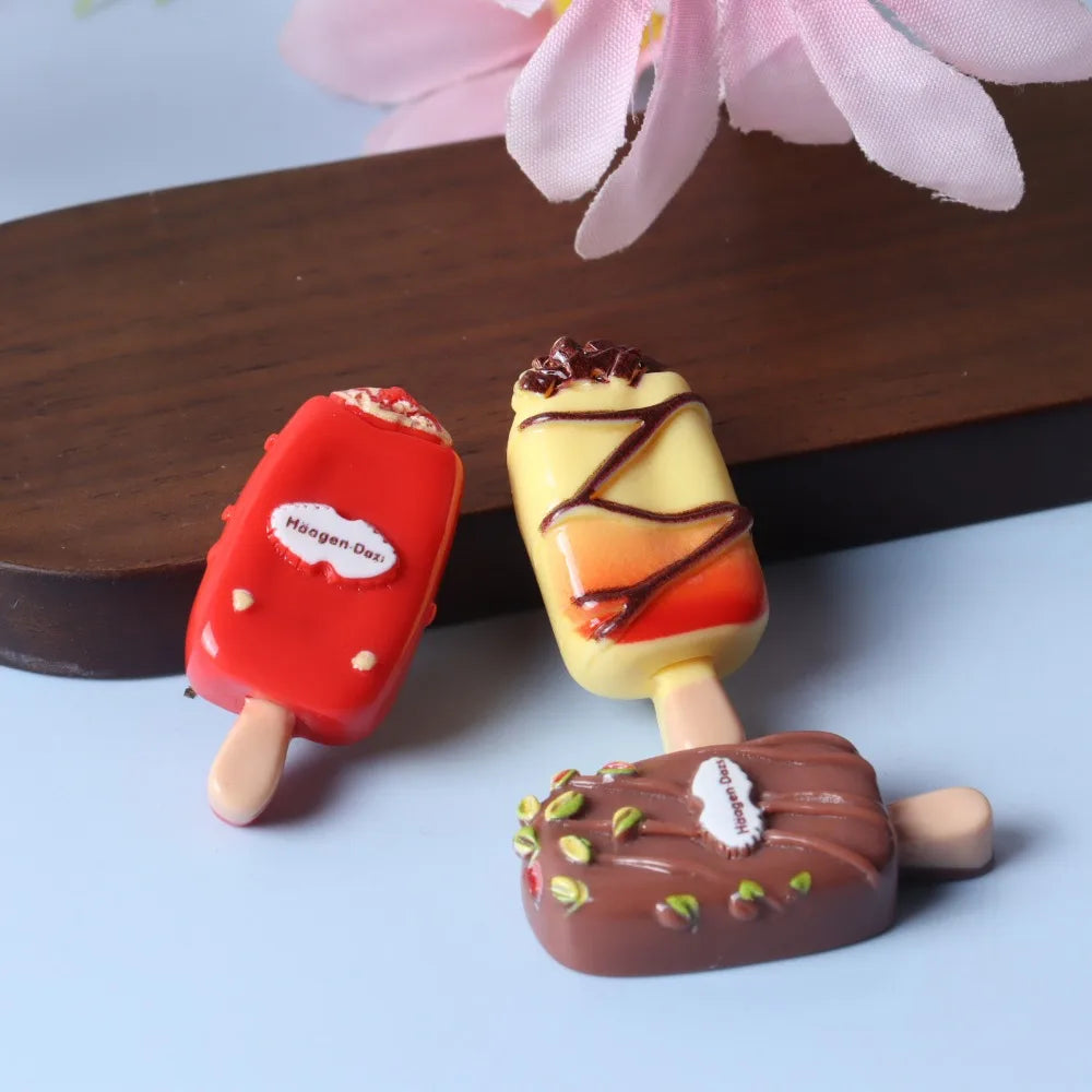 Cartoon Ice Cream Dessert Flatback Popsicle Decoration Jewelry