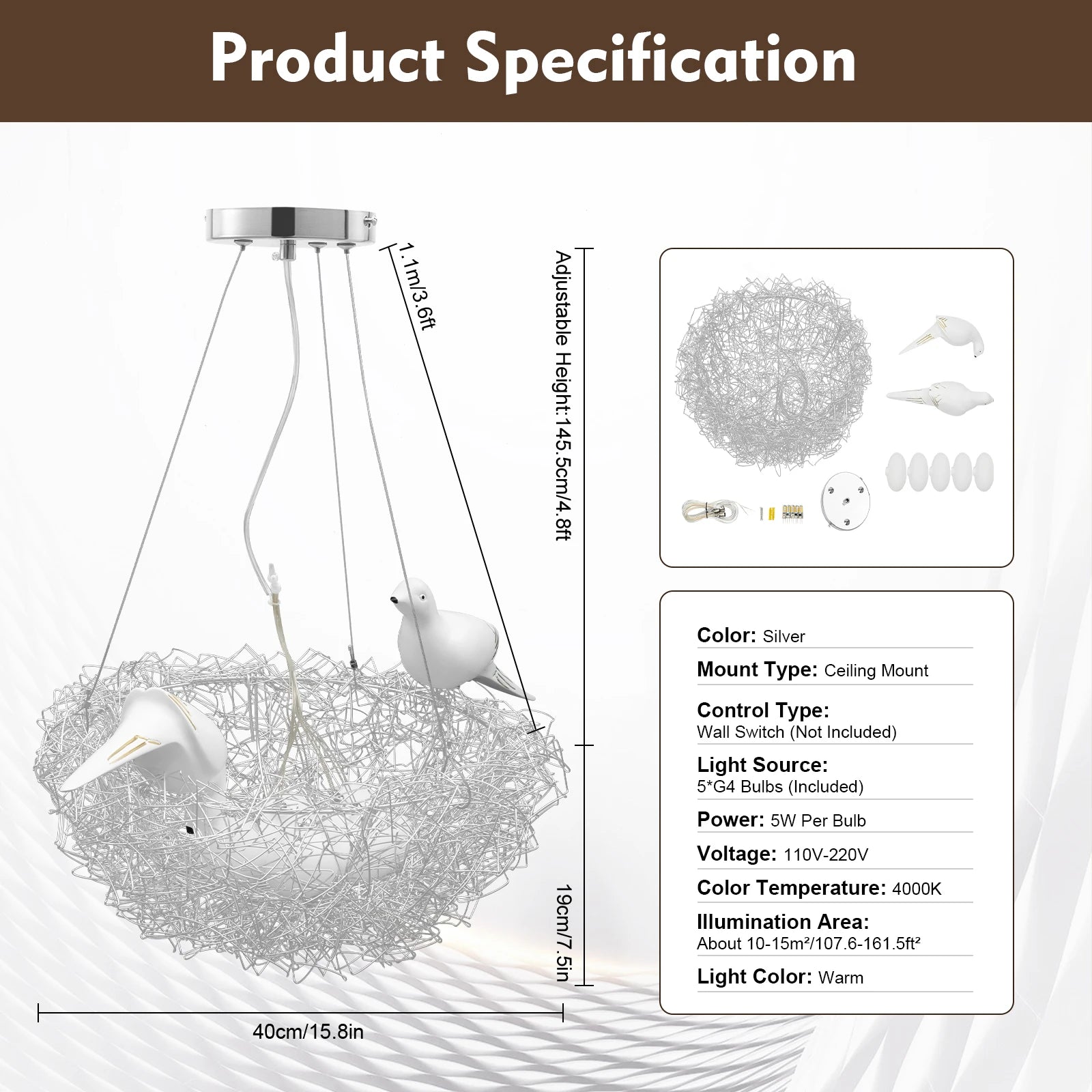 Light bird's nest Crystal Chandeliers Branches Pendant Light