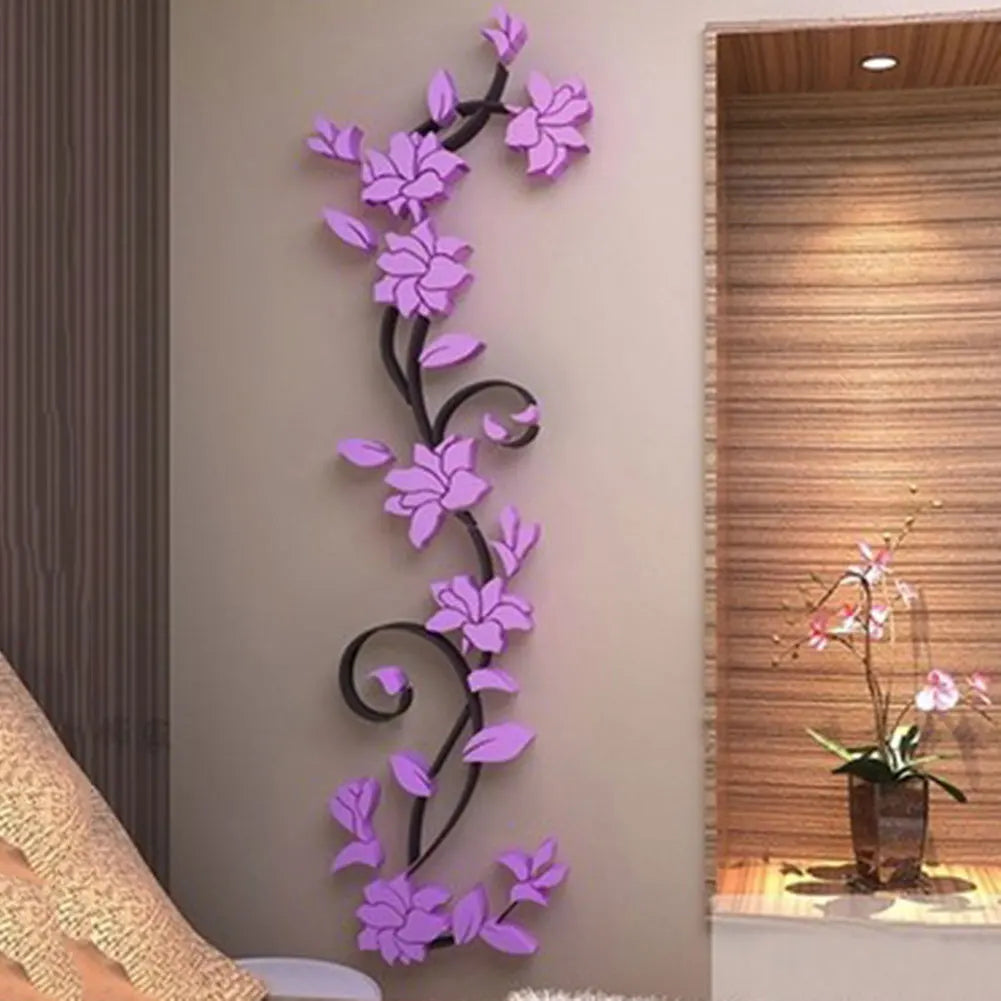 3D Rose Flower Wall Stickers Romantic Floral Wall Decor