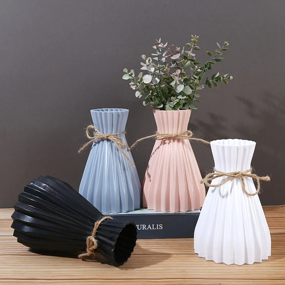 European Pleated Vase Plastic Waist Folding Flower